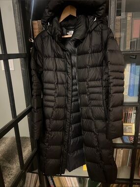 The North Face Women’s Black Long Puffer Coat with Hood